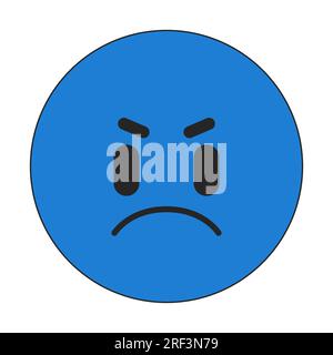 Angry emoticon flat line color isolated vector object Stock Vector