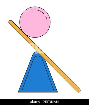 Surreal balance flat line color isolated conceptual clipart Stock Vector