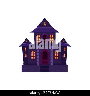 Halloween castle house isolated. Dark palace star architecture. Flat cartoon vector illustration Stock Vector