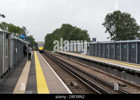 Platform 1 and 2 at the newly opened Thanet Parkway railway station in Kent. Stock Photo