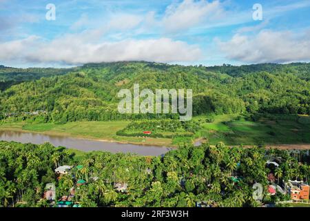 Khagrachhari, Bangladesh - July 22, 2023: The Bird's-eye view of Khagrachhari District at the Chittagong Hill Tracts area in Bangladesh. Stock Photo