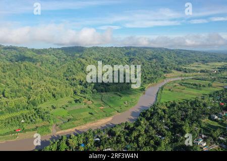 Khagrachhari, Bangladesh - July 22, 2023: The Bird's-eye view of Khagrachhari District at the Chittagong Hill Tracts area in Bangladesh. Stock Photo