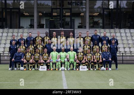 ARNHEM - (behind lr) physiotherapist Koen Verheijen, team manager Mirjam Clifford, physiotherapist Tijmen Gores, Simon van Duivenbooden, Nicolas Isimat-Mirin, Melle Meulensteen, Dominik Oroz, Marco van Ginkel, Said Hamulic, Daan Huisman, materials Matthijs Edelenbos, materials RenŽ Ultzen , materials Chris van Dee (middle lr) video analyst Koen Berkheij, Thomas Buitink, Romaric Yapi, Miliano Jonathans, assistant trainer Theo Janssen, coach Phillip Cocu, assistant trainer Chris van der Weerden, goalkeeper coach Raimond van der Gouw, Kacper Kozlowski, Carlens Arcus, Mathijs Tielemans, physical t Stock Photo