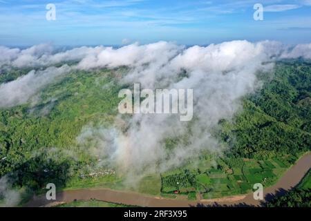 Khagrachhari, Bangladesh - July 22, 2023: The Bird's-eye view of Khagrachhari District at the Chittagong Hill Tracts area in Bangladesh. Stock Photo