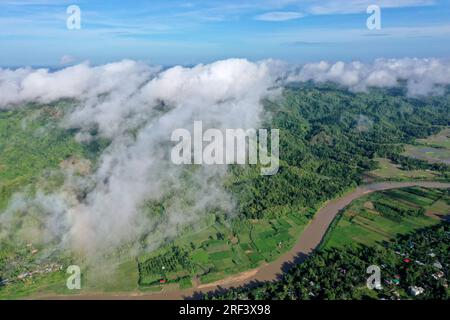 Khagrachhari, Bangladesh - July 22, 2023: The Bird's-eye view of Khagrachhari District at the Chittagong Hill Tracts area in Bangladesh. Stock Photo