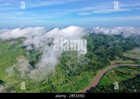 Khagrachhari, Bangladesh - July 22, 2023: The Bird's-eye view of Khagrachhari District at the Chittagong Hill Tracts area in Bangladesh. Stock Photo