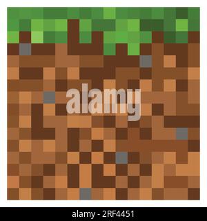 Vector logo of the video game Minecraft. Steam application. Mojang Studios, Xbox Game Studios, Telltale, Sony Interactive Entertainment. Moba genre. E Stock Vector