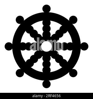 Dharmachakra / Wheel of Dharma - a symbol of Buddhism and Hinduism flat icon for apps and websites Stock Vector
