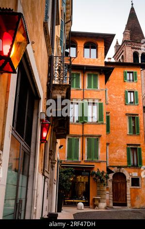 Conical spire of Sant'Eufemia in Verona, Italy. Stock Photo