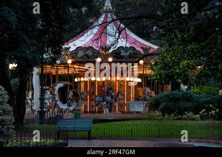 Historical carousel in Piazza Bra in Verona, Italy. Stock Photo