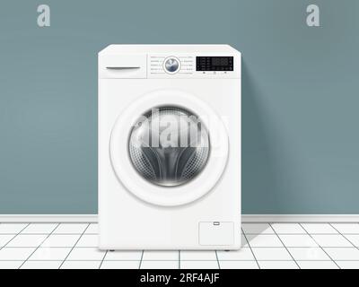 Empty washer machine in laundry room Stock Vector