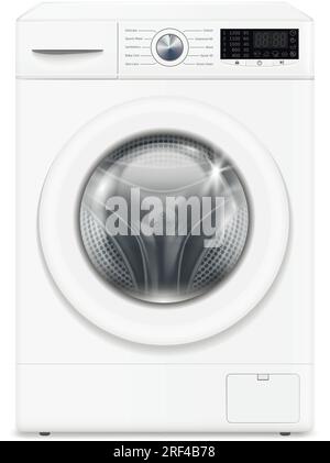 Automatic washing machine on white background Stock Vector