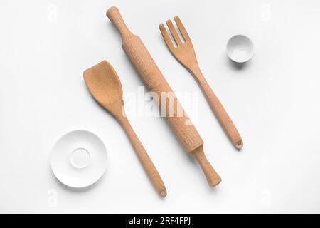 Set of kitchen tools on light background Stock Photo