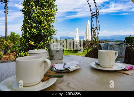 Coffee on terrace Stock Photo