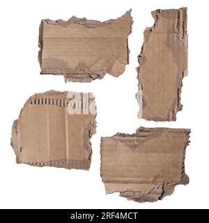 collection of torn cardboard papers on white background with clipping path Stock Photo