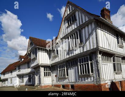 Lavenham Guildhall a magnificent medieval timber framed building in the Suffolk village of Lavenham, Sudbury, Suffolk Stock Photo