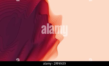 Red to pink paper layers. 3D abstract gradient papercut. Colorful origami shape concept Stock Vector