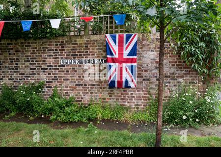 Upper Terrace Hampstead London NW3 8th June 2022 street party  and bunting flags celebrating the Queens Platinum Jubilee Stock Photo