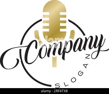 Minimalist Music recording studio logo design template Stock Vector