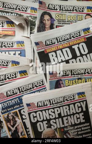 Sensational highlights and coverage in the New York Post newspapers, June 2023, USA Stock Photo