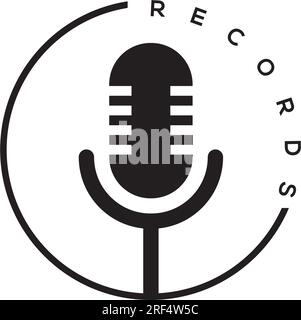 Minimalist Music recording studio logo design template Stock Vector