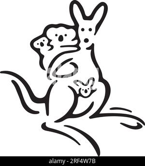 Wildlife Animal Kangaroo and Koala Bear Illustration template Stock Vector