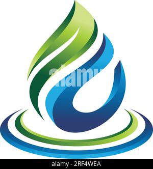 3D water drops logo concept for gas and oil logo company. blue gas is a symbol of spirit and life. vector logo, symbol, sign, or mark design illustration Stock Vector