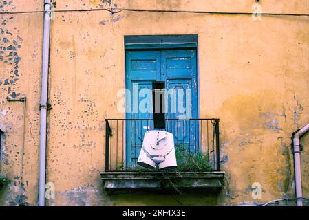 The balcony of the downtown building in Naples, Campania. Italy Stock Photo