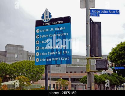 directions sign in Los Angeles Civic Center, California Stock Photo