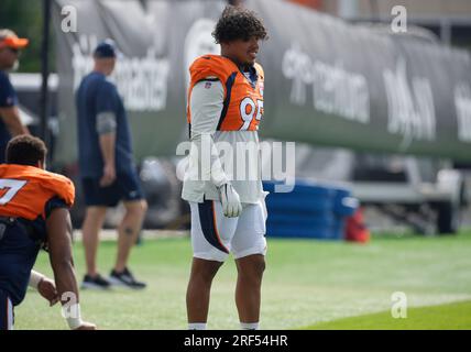 Denver Broncos defensive lineman Elijah Garcia engulfs Arizona