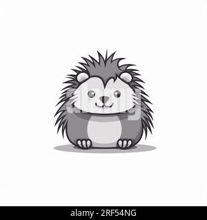 Porcupine hand-drawn comic illustration. Porcupine. Cute vector doodle style cartoon illustration Stock Vector