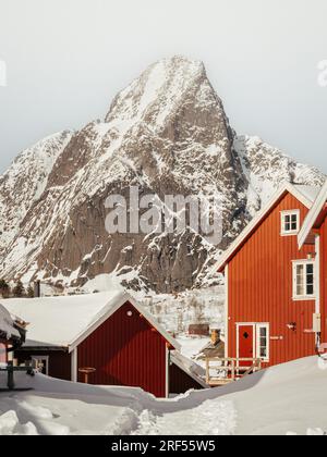Rorbu Cabins in Lofoten Islands Stock Photo