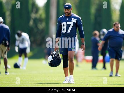 Seattle Seahawks tight end Noah Fant (87) prepares for the game against the  San Francisco 49ers, Sunday, Sept. 18, 2022, in Santa Clara, Calif. (AP  Photo/Scot Tucker Stock Photo - Alamy