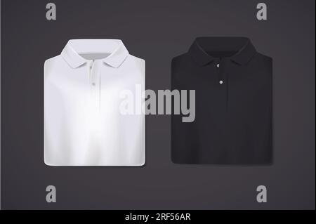Black and white folded polo shirts mockup isolated Stock Vector Image ...