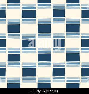 Hand-Drawn Retro Geometric Checks Vector Seamless Pattern Stock Vector