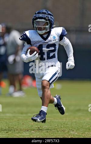 Dallas Cowboys running back Deuce Vaughn (42) scores a touchdown during an  NFL football game against the Jacksonville Jaguars, Saturday, Aug. 12,  2023, in Arlington, Texas. Jacksonville won 28-23. (AP Photo/Brandon Wade