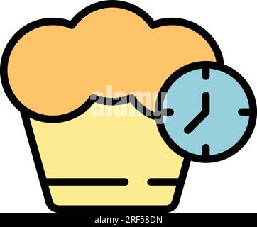 Cooking time icon outline vector. Timer chef. Kitchen food color flat Stock Vector