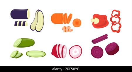 Set of sliced vegetables vector concept Stock Vector