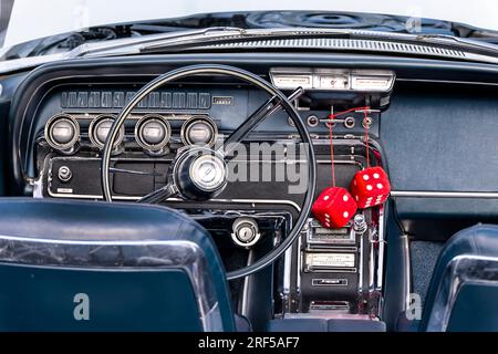 Paris, France. 30th July, 2023. 16th summer crossing of Paris in vintage vehicle organized by the Association 'Vincennes en anciennes'. Stock Photo