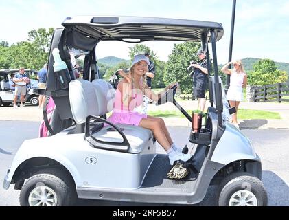 Franklin, USA. 31st July, 2023. RaeLynn with her Lainey Wilson Stanley  tumbler at the Folds of Honor Tennessee 3rd annual Celebrity Golf  Tournament held at The Governors Club on July 31, 2023