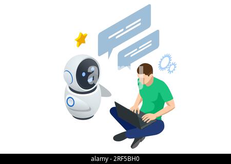 Isometric Artificial Intelligence, Knowledge Expertise Intelligence Learn. Internet connect Chatgpt Chat with AI, Artificial Intelligence. Stock Vector