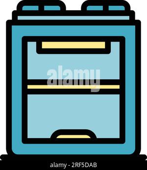 3d printer icon outline vector. Print machine. Model product color flat Stock Vector