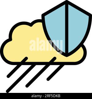 Weather protect icon outline vector. Storm rain. City cloud color flat Stock Vector