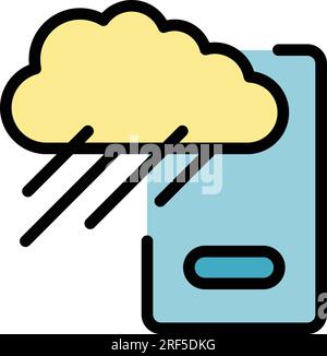 Storm weather icon outline vector. Rain city. Cloud people color flat Stock Vector