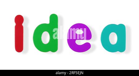 idea word in coloured magnetic letters with clipping path Stock Photo