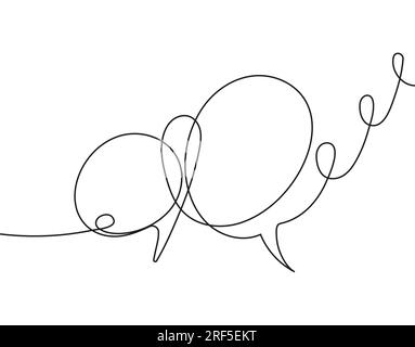 Speech bubble continuous one line drawing, minimalist line illustration done in one line. Stock Vector