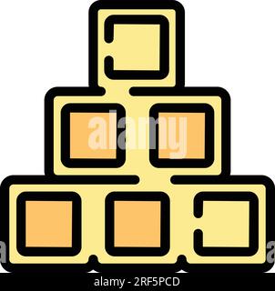 Pile cubes icon outline vector. Cube build. Block stack color flat Stock Vector
