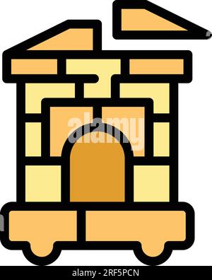 Kid constructor icon outline vector. Children education. Online boy color flat Stock Vector