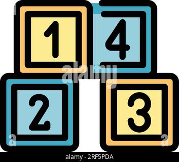 Numbers cubes icon outline vector. Pile cube. Build ice color flat Stock Vector
