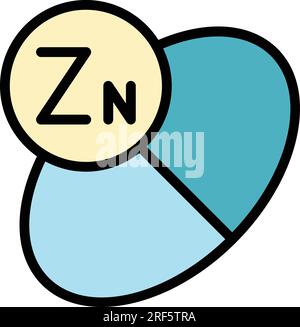 Chemical mineral zn icon outline vector. Zinc vitamin. Food iron color flat Stock Vector